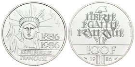 FRANCIA. 100 Francs. 1986. Piedfort. Km#P972. Ar. 29,99g. Presentado la cápsula original. PROOF.