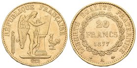 FRANCIA. 20 Francos. (Au. 6,42g/21mm). 1877. París A. (Km#825). MBC+.