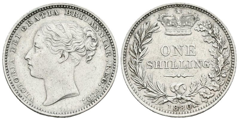 GRAN BRETAÑA. 1 Shilling. 1880. Km#734.4. Ar. 5,63g. MBC+.