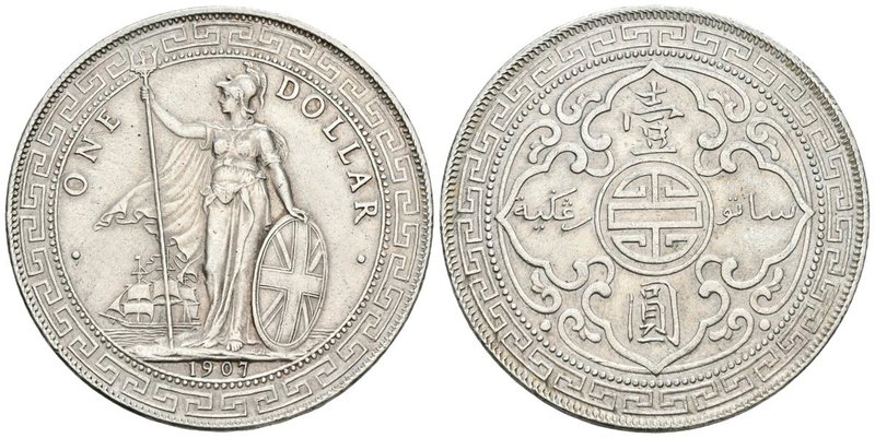 GRAN BRETAÑA. 1 Dólar. (Ar. 26,98g/39mm). 1907. Bombay B. (Km#T5). EBC.