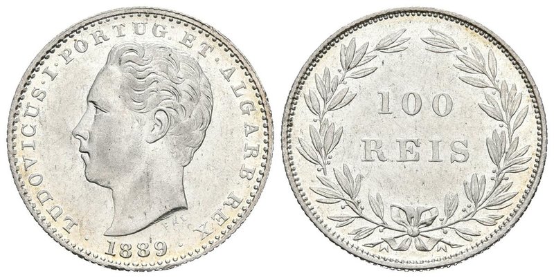 PORTUGAL. Luis I. 100 Reis. 1889. Km#510; Gomes 09.08. Ar. 2,52g. EBC-.