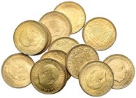 ESTADO ESPAÑOL. Lote compuesto por 13 monedas de 1 Peseta 1953 *19-56, procedentes de cartucho F.N.M.T. SC. A EXAMINAR.