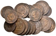 FRANCIA. Lote compuesto por 22 monedas entre 5 y 10 Centimes, todas de diferentes fechas y cecas. Ae. BC+/EBC. A EXAMINAR.