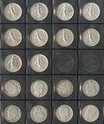 FRANCIA. Lote compuesto por 18 monedas de 5 Francs-10 Francs, conteniendo los años 1929, 1930, 1931, 1932, 1933, 1934, 1938, 1939, 1960, 1961, 1962, 1...