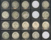 FRANCIA. Lote compuesto por 17 monedas de 1 Franc, conteniendo: 1868 por Naopleón III; 1871 Bourdeaux K; 1872 Bourdeaux K; 1872 París A; 1887 París A;...