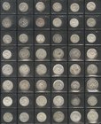 PERU y VENEZUELA. Colección avanzada conteniendo 48 monedas de plata. Compuesta por módulos pequeños con gran variedad de fechas, emisiones escasas y ...