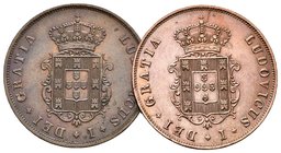 PORTUGAL. Lote compuesto por 2 monedas de III Reis de Luis I. Ae. MBC+/EBC. A EXAMINAR.