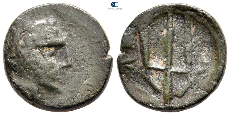 Eastern Europe. Imitating Amphipolis mint issue 150-50 BC. 
Bronze Æ 

21 mm....