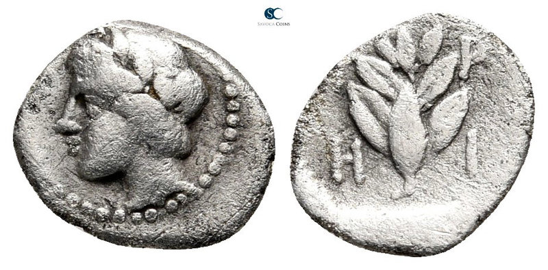Macedon. Chalkidian League. Olynthos 420-390 BC. 
Trihemiobol AR

10 mm., 0,5...