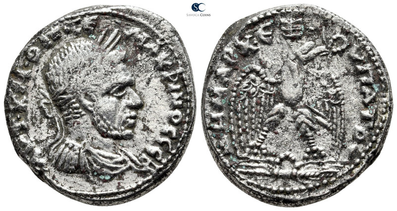 Seleucis and Pieria. Seleuceia Pieria. Macrinus AD 217-218. 
Billon-Tetradrachm...