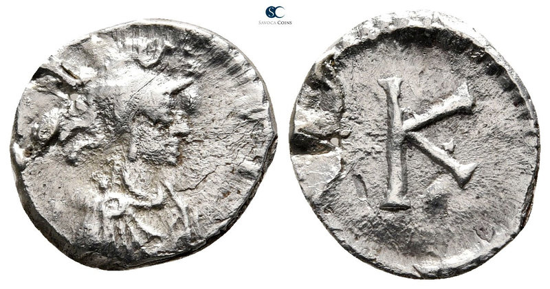 AD 527-565. Time of Justinian I. Constantinople
Half Siliqua AR

15 mm., 1,07...