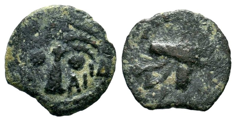 ANCIENT JUDAEA. Roman Procurators. Antonius Felix, 52-60 AD. AE Prutah 
Conditi...