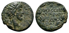 Syria, Commagene. Zeugma. Lucius Verus. A.D. 161-169. Æ 
Condition: Very Fine

Weight: 7,02 gr
Diameter: 21,40 mm