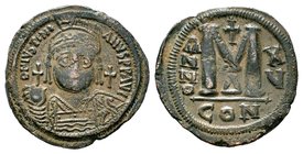 Justinian I. AE Follis , 527-565
Condition: Very Fine

Weight: 21,53 gr
Diameter: 38,75 mm