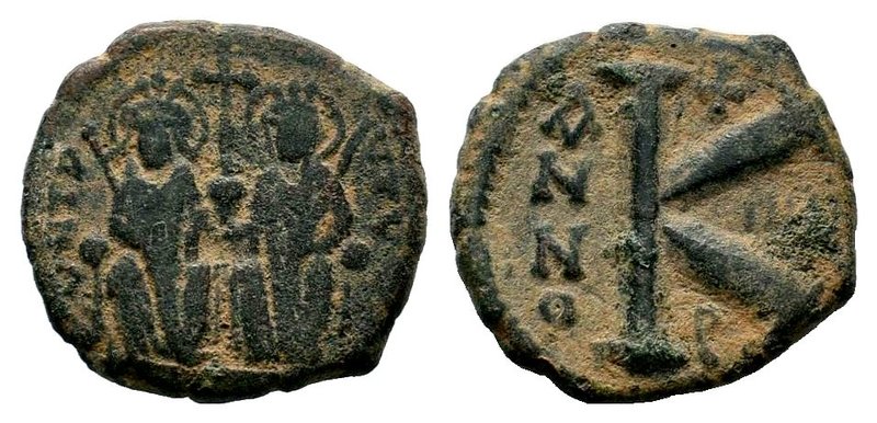 Justin II , with Sophia (565-578 AD). AE Half Follis
Condition: Very Fine

We...