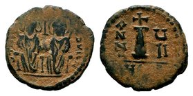 Justin II , with Sophia (565-578 AD). AE 10 Nummi
Condition: Very Fine

Weight: 3,12 gr
Diameter: 19,20 mm