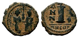 Justin II , with Sophia (565-578 AD). AE 10 Nummi
Condition: Very Fine

Weight: 3,56 gr
Diameter: 18,60 mm