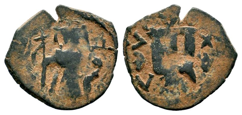 ARAB-BYZANTINE. Early Caliphate (636-660). Ae Fals. Imitative coinage.
Conditio...