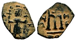 ARAB-BYZANTINE. Early Caliphate (636-660). Ae Fals. Imitative coinage.
Condition: Very Fine

Weight: 3,49 gr
Diameter: 22,60 mm