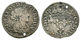DOMBES: Anna Marie Louise d'Orléans, 1650-1573, AR 
Condition: Very Fine

Weight: 1,70 gr
Diameter: 20,50 mm