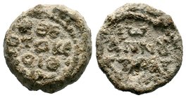 Byzantine Lead Seals. 9th -14th AD.
Condition: Very Fine

Weight: 18,76 gr
Diameter: 22,50 mm