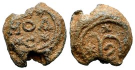 Byzantine Lead Seals. 9th -14th AD.
Condition: Very Fine

Weight: 14,45 gr
Diameter: 22,75 mm
