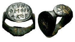 Byzantine Ring With inscription on Bezel,
Condition: Very Fine

Weight: 5,15 gr
Diameter: 21,00 mm