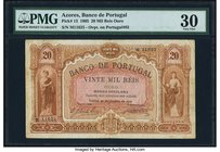 Azores Banco de Portugal 20 Mil Reis Ouro 1905 Pick 13 PMG Very Fine 30. At the time of cataloging, the PMG Population Report has graded only one exam...