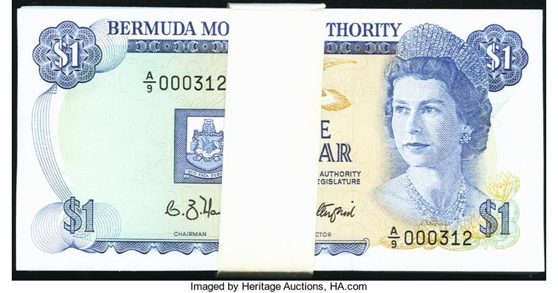 Bermuda Monetary Authority 1 Dollar 1.1.1988 Pick 28d 89 Low Serial Number Conse...