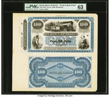 Brazil Banco Do Brazil 100 Mil Reis ND (ca. 1868) Pick S254p Front and Back Proofs PMG Choice Uncirculated 63. This large format presentation piece da...
