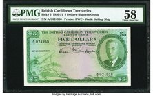 British Caribbean Territories Currency Board 5 Dollars 28.11.1950 Pick 3 PMG Choice About Unc 58. An impressive representation of a rare denomination ...