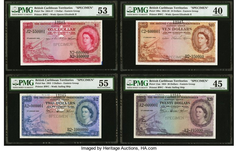 British Caribbean Territories Currency Board 1; 2; 10; 20 Dollars 3.1.1955; 5.1....