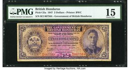 British Honduras Government of British Honduras 2 Dollars 30.1.1947 Pick 25a PMG Choice Fine 15. King George VI is seen on the face of this scarcer de...