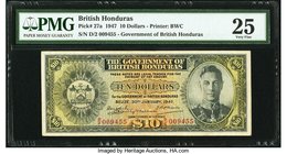 British Honduras Government of British Honduras 10 Dollars 30.1.1947 Pick 27a PMG Very Fine 25. An elusive denomination from this former British colon...