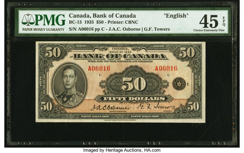 Canada Bank of Canada $50 1935 BC-13 PMG Choice Extremely Fine 45 EPQ. A simply ...