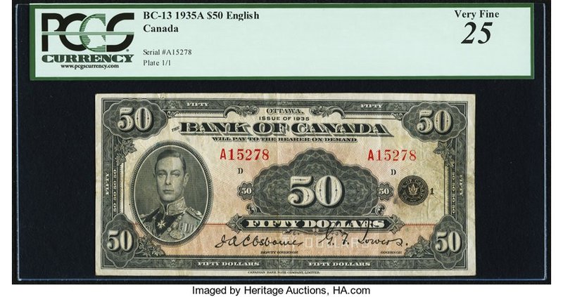 Canada Bank of Canada $50 1935 BC-13 PCGS Very Fine 25. A seldom seen denominati...