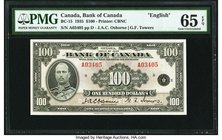 Canada Bank of Canada $100 1935 BC-15 PMG Gem Uncirculated 65 EPQ. An extremely rare, high denomination banknote, and especially so in Gem Uncirculate...