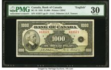 Canada Bank of Canada $1000 1935 BC-19 PMG Very Fine 30. Only a limited number of these denominations were printed, due to their enormous buying power...