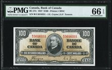 Canada Bank of Canada $100 2.1.1937 BC-27c PMG Gem Uncirculated 66 EPQ. In addition to pack fresh original quality, this beautiful Uncirculated bankno...