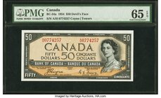 Canada Bank of Canada $50 1954 BC-34a Devil's Face PMG Gem Uncirculated 65 EPQ. A lovely example of this rather tough Devil's Face note, which is espe...
