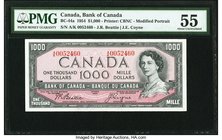 Canada Bank of Canada $1000 1954 BC-44a PMG About Uncirculated 55. An interesting and seldom seen highest denomination type. Only 32,000 examples were...
