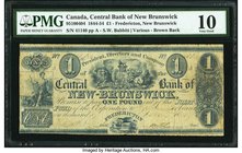 Canada Fredericton, NB- Central Bank of New Brunswick 1 Pound 1.5.1854 Ch.# 95-10-04-04 PMG Very Good 10. Another example from this short-lived New Br...