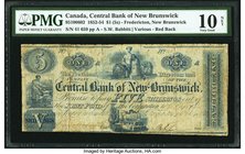 Canada Fredericton, NB- Central Bank of New Brunswick $1 (5 Shillings) 1.10.1854 Ch.# 95-10-06-02 PMG Very Good 10 Net. A pleasing circulated example ...