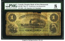 Canada Fredericton, NB- Peoples Bank of New Brunswick $1 2.1.1885 Ch.# 585-14-02 PMG Very Good 8. Queen Victoria and a great train vignette are found ...