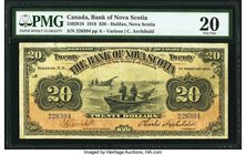 Canada Halifax, NS- Bank of Nova Scotia $20 1.2.1918 Ch.# 550-28-16 PMG Very Fine 20. A brightly printed 1918 $20 example. The face design is somewhat...