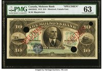Canada Montreal, PQ- Molsons Bank $10 2.1.1912 Ch.# 490-32-04S Color Trial Specimen PMG Choice Uncirculated 63. A bit unassuming but nevertheless very...