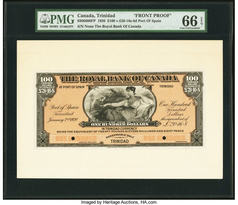 Canada Port of Spain, Trinidad- Royal Bank of Canada $100 2.1.1920 Ch.# 630-66-0...