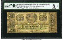 Canada St. John, NB- Commercial Bank of New Brunswick $1 (5 Shillings) 1.11.1860 Ch.# 180-16-02 PMG Very Good 8 Net. All signed and issued notes are e...