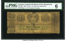 Canada St. John, NB- Commercial Bank of New Brunswick $1 (5 Shillings) 1.11.1860 Ch.# 180-16-02 PMG Good 6. Another example of the lowest denomination...