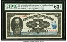 Canada St. John's NF- Government of Newfoundland $1 2.1.1920 NF-12c PMG Choice Uncirculated 63 EPQ. An exemplary example of this beautiful type, and v...